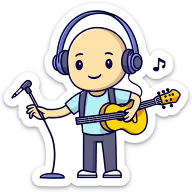 A musician performs rock on stage with headphones sticker