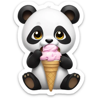Panda eating ice cream sticker