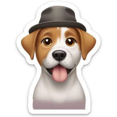 Dog wearing hat sticker