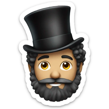 person with huge beard and big puffy hair with top hat sticker