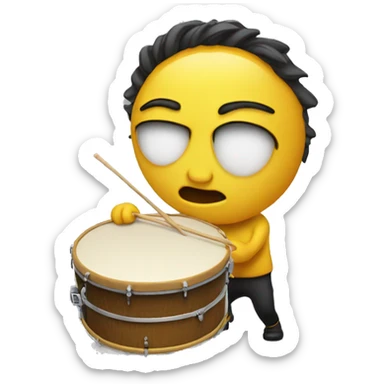Yellow crying out loud emoji playing the drum sticker