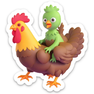 baby zombie riding a chicken sticker