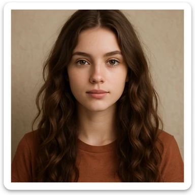 girl with long wavy brown hair, option 3 sticker