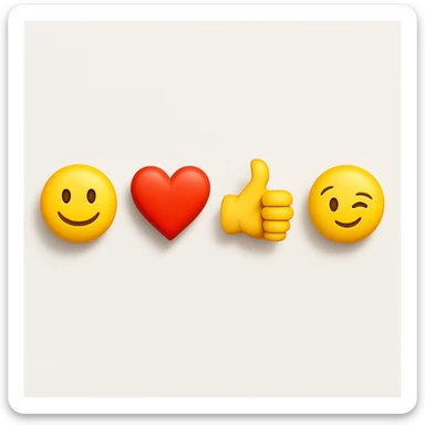 make four emojis on white background with good amount of shadow  sticker