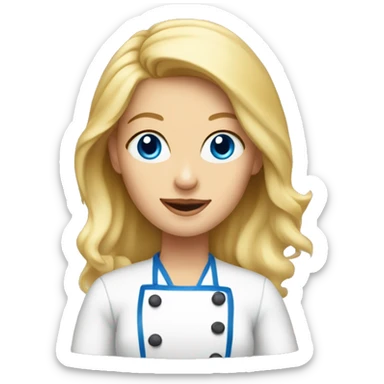 Blonde woman with blue eyes, baking cookies sticker