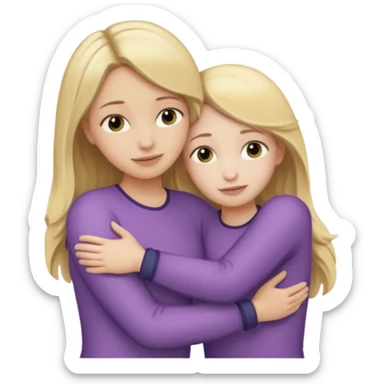 two girls who hug eachother. one has dark blonde hair and very pale skin, other has fair skin and blonde hair sticker