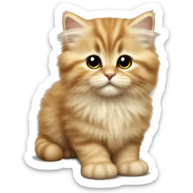 fluffy golden scottish straight kitten with tipped black fur, sticker