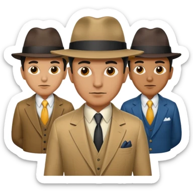 Retro Mobster with different colored suits and hats sticker
