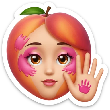 Peach with hand print on face sticker