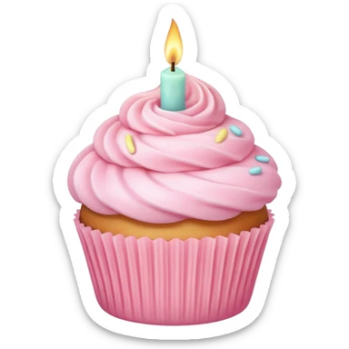 pastel pink cupcake with a tiny candle sticker