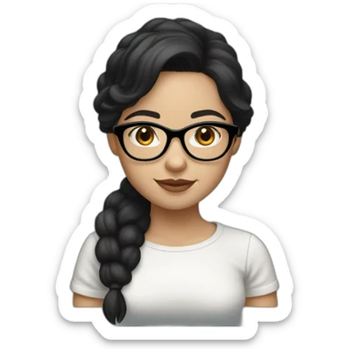 Lovely girl with white skin and glasses and black hair and black eyes sticker