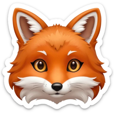 cute fox only face colors of an animal emoji, not a person, meaning only one color for the eyes sticker