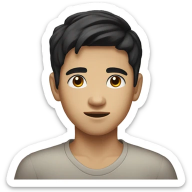 Thai teenage boy with combed short black hair ad brown eyes sticker