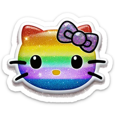glitter rainbow hello kitty sticker