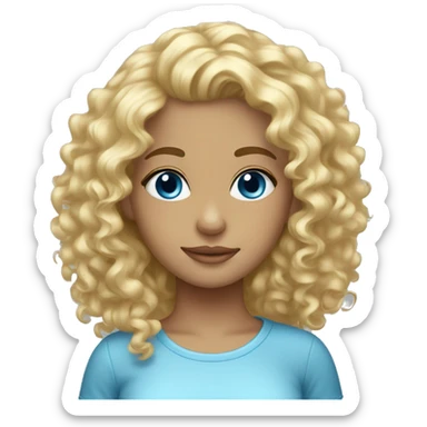 Blonde girl curly hair blue eyes sticker