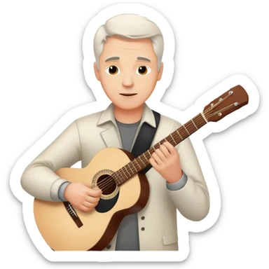 white middle-aged man, musician, instrument, guitar, piano, violin, performance, music, playing, melody, talent, sound, notes, skilled, artist, creativity sticker