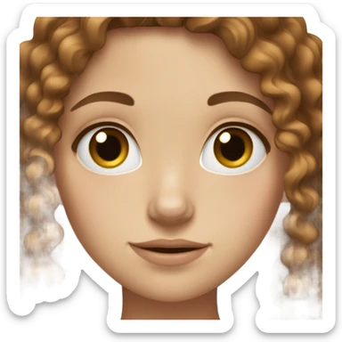 White girl with brown curly hair and hazel eyes  sticker