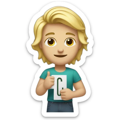 Blonde guy holding a sign that says GG sticker