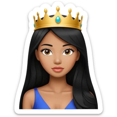 Miss universe south east Asian black with very long straight black hair sticker