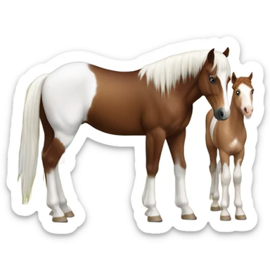 Happy paint horse with bay quarter horse  sticker