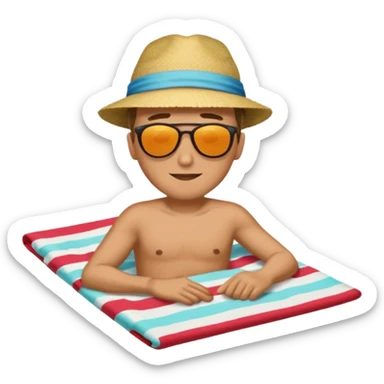 
Man enjoying himself lying on a towel on a beach sticker