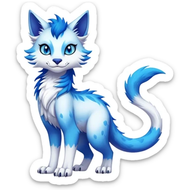 Kawaii dark vibrant edgy fantasy ethereal feline-vernid-sergal-fursona animal creature with a tufted tail full body sticker