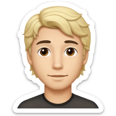 emoji of a young man with wavy black hair and blonde highlights, no beard, friendly expression sticker