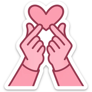 pink kpop heart hand gesture, trendy sticker