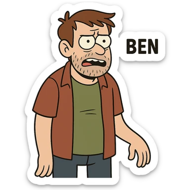 flat toon style ben as a character sticker