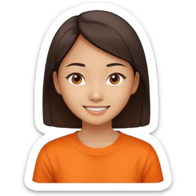 Asian narrow eyed girl with orange shirt sticker