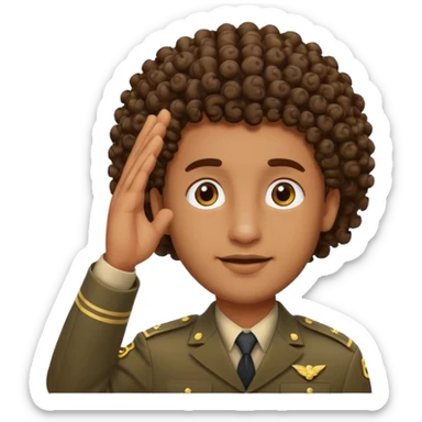 Curly head brown guy Salute  sticker