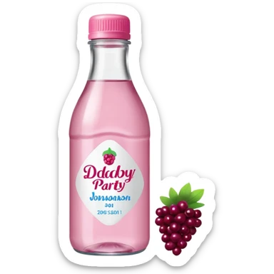 realistic Johnson and Johnson style bottle pink cap pink logo clear bottle with berry logo with diddy party written and a berry on top bottle sticker