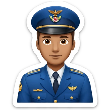bold man in a blue uniform on a military plane sticker