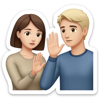 couple with man showing avoidant attachment style (turning away slightly) and woman showing approachable attachment style (reaching out) sticker