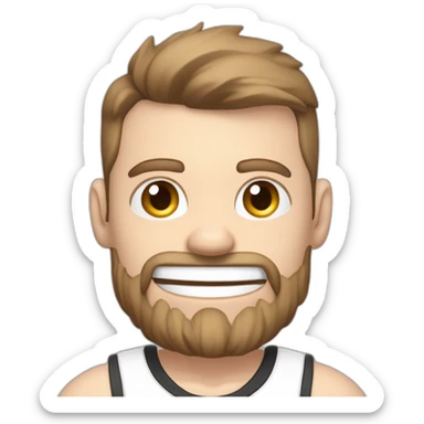 Pale skinned Fit Man With the biceps and brown hair in black shirt, gray sports shorts and white Sneakers Writing text on the flipchart sticker