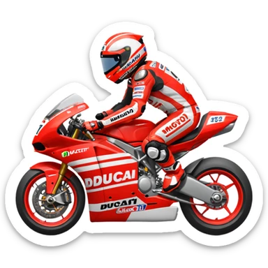 Un emoji de moto gp dé Ducati Marc Márquez pero con la moto  sticker