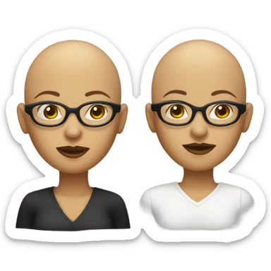Bald head female head with black frames glasses and right nostril pierce  sticker