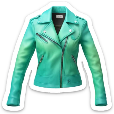 Hyper Realistic open tiffany blue ,pistachio green,sky blue and mint green ombre feminine fashion leather jacket. sticker