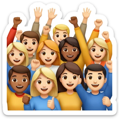 community of people cheering together sticker