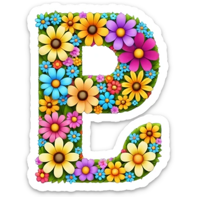 number 7 made of colorful flowers sticker
