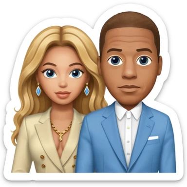 Beyonce and jay z but in light skinned and blue eyes. Whole outfit sticker