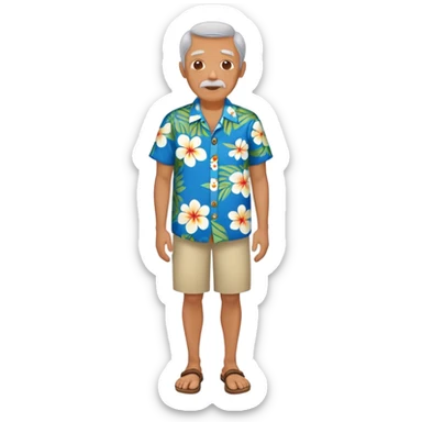 old man with hawai blue floweral shirt  full body  sticker