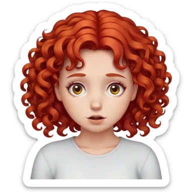 Embarrassed girl red hair curly sticker