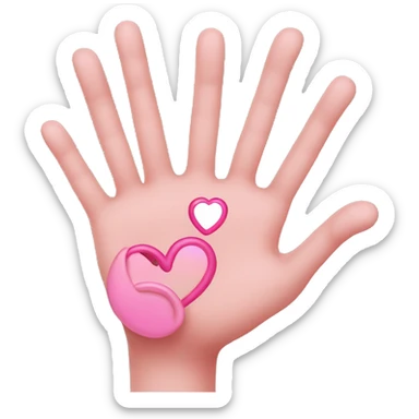 Three fingers crossed and pinkie and thumb making a heart sticker