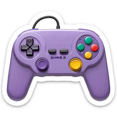 Clash of Clans aesthetic: Cinematic Playful SNES Controller Portrait Emoji, rendered in a 3D vector-style similar to standard emojis with minimal shading and bold, simplified shapes. A compact, distinct form with signature details, softly glowing with a nostalgic gaming charm. Simplified yet unmistakably iconic, highly detailed and consistent, glowing with a soft radiance and high shine. Stylized with a touch of retro gaming magic and a soft glowing outline, capturing the essence of a beloved gaming relic with a friendly, playful manner! sticker