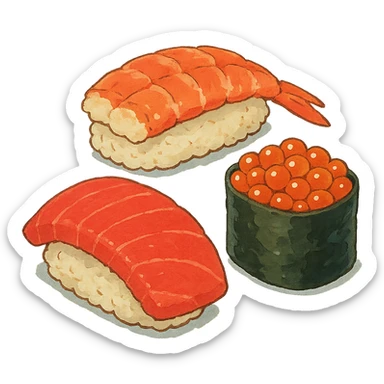 sushi in ghibli style sticker