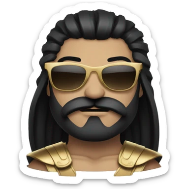 gladiator with long straight black hair, black moustache and sunglasses sticker