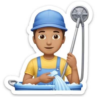 car washer man with car  sticker