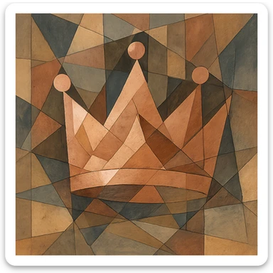 rose gold crown, metallic, soft pink, minimal background, cubist abstraction style sticker