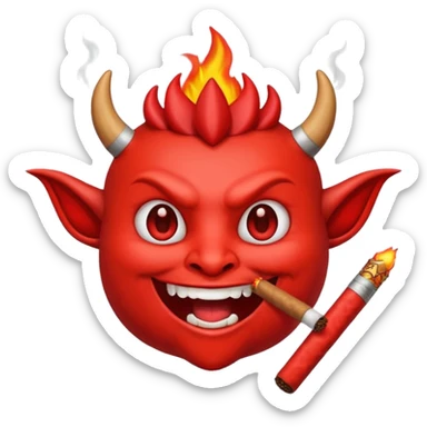 Emoji de diablo con sigarro en la boca sticker